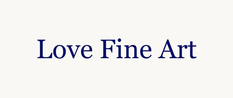 The Love Fine Art name set in a serif face, the client's existing lettering