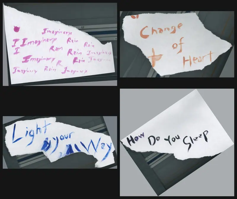 The four paintings behind the covers, scanned