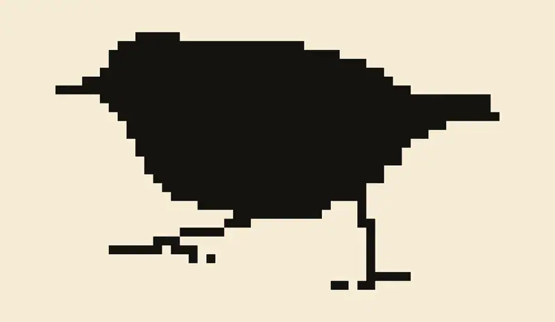 The Ouzel logo, a dipper drawn in square pixels