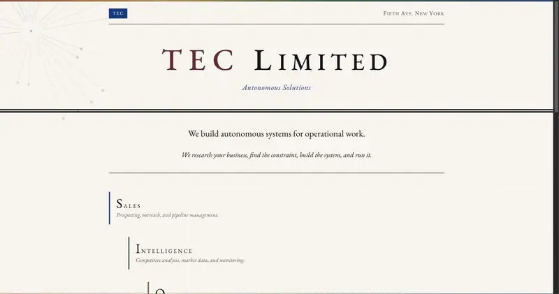 The TEC site of May 2026, the earlier name on the masthead with no stag